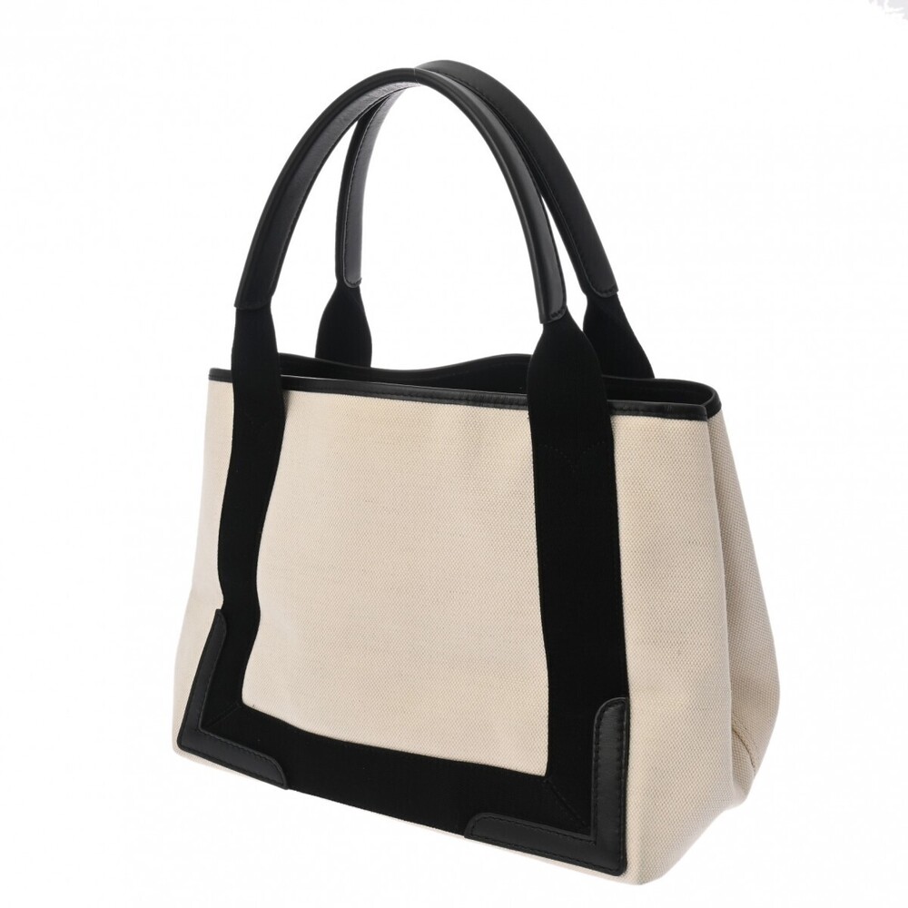 BALENCIAGA Cabas White Black Canvas Leather Handbag - Picture 2 of 11